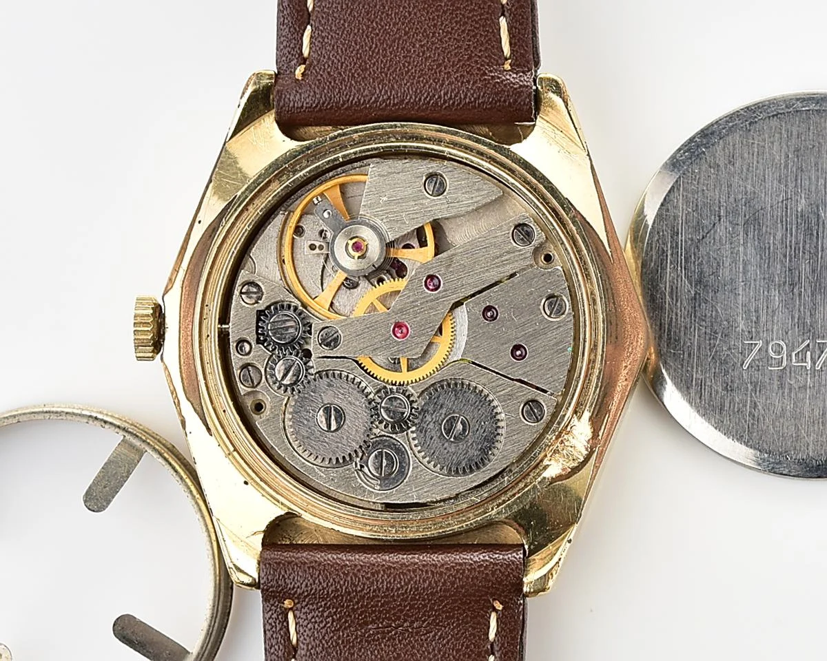 Hexagonal Slava Soviet gold-plated mechanical vintage watch