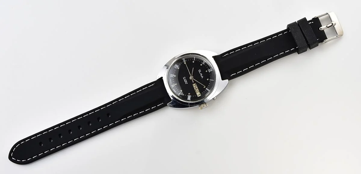 Slava Soviet mechanical vintage watch with automatic self-winding movement