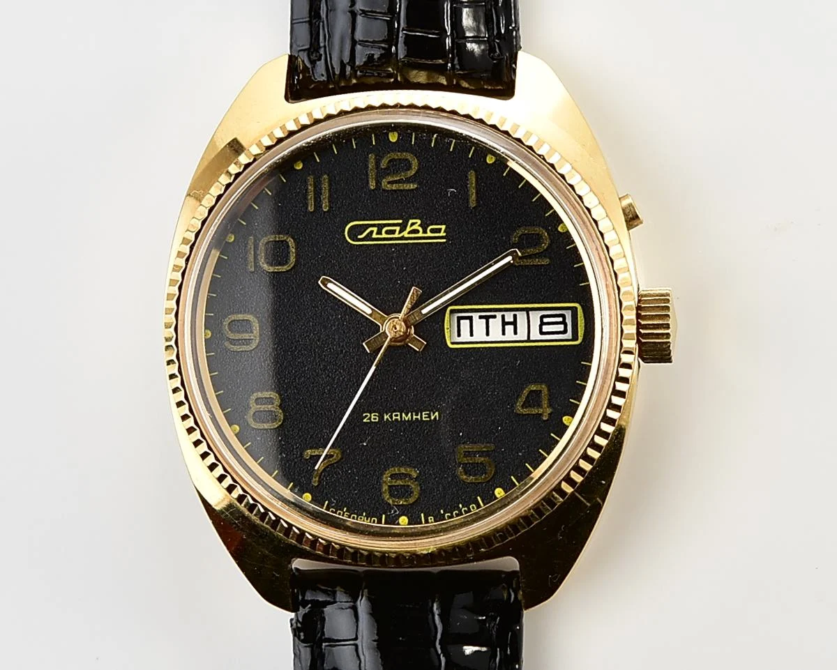Slava Soviet gold-plated mechanical vintage watch