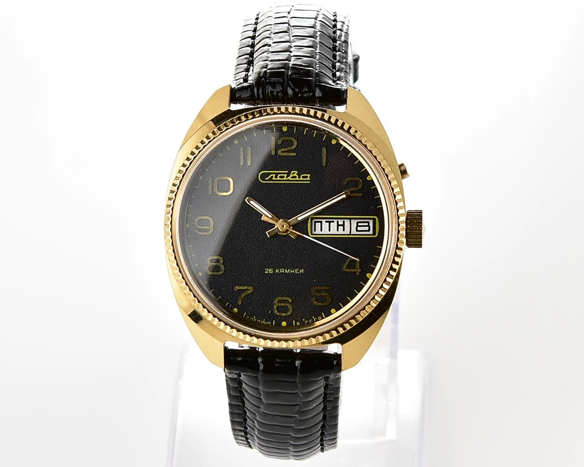 Slava Soviet gold-plated mechanical vintage watch