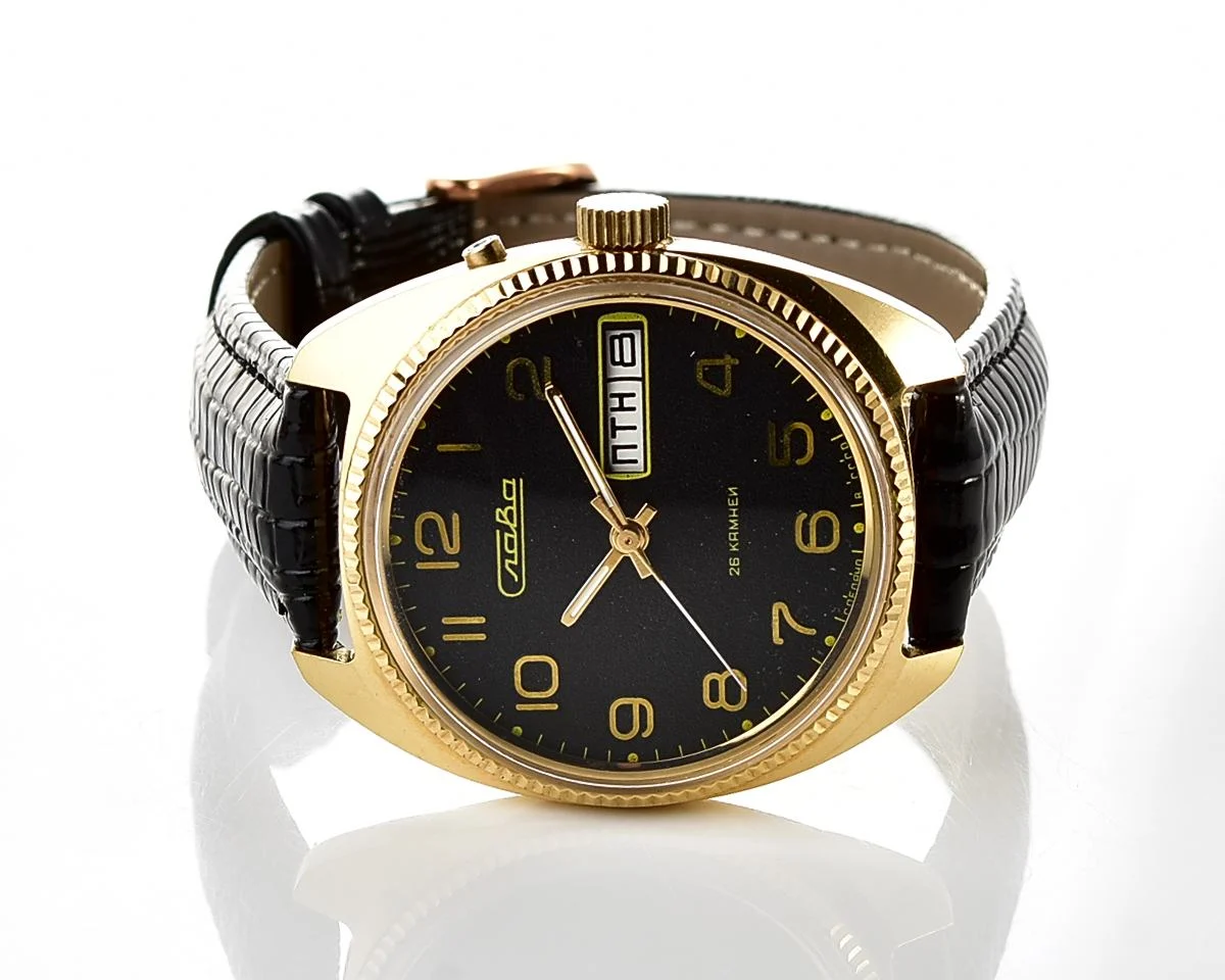 Slava Soviet gold-plated mechanical vintage watch