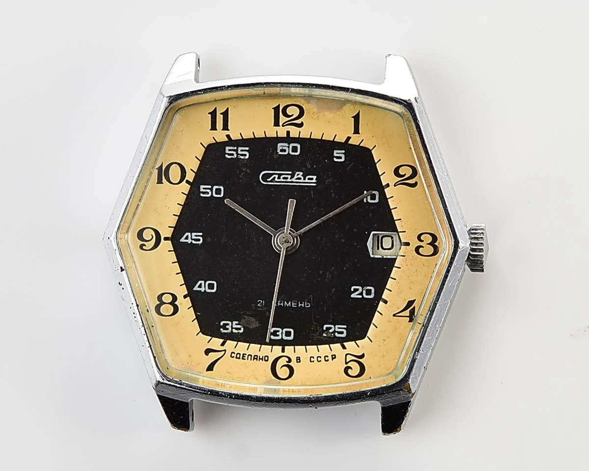 Hexagonal Slava Soviet mechanical vintage watch