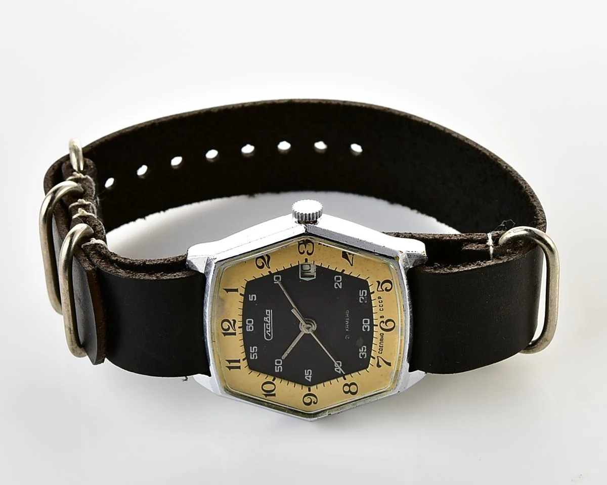 Hexagonal Slava Soviet mechanical vintage watch