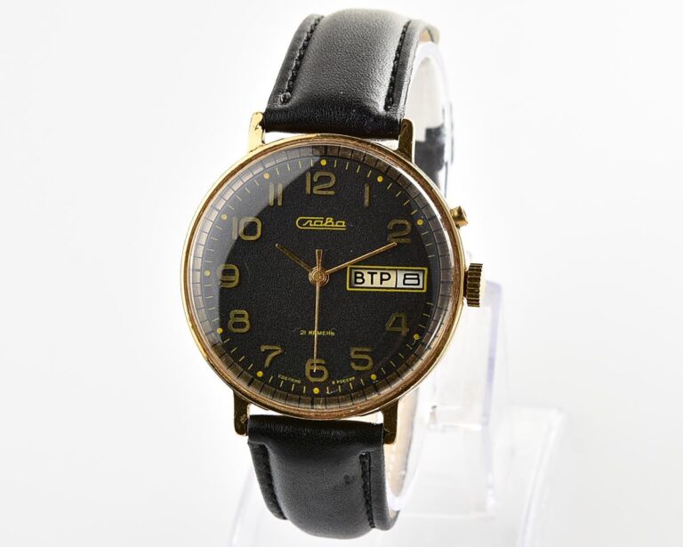 Slava soviet gold-plated mechanical vintage watch