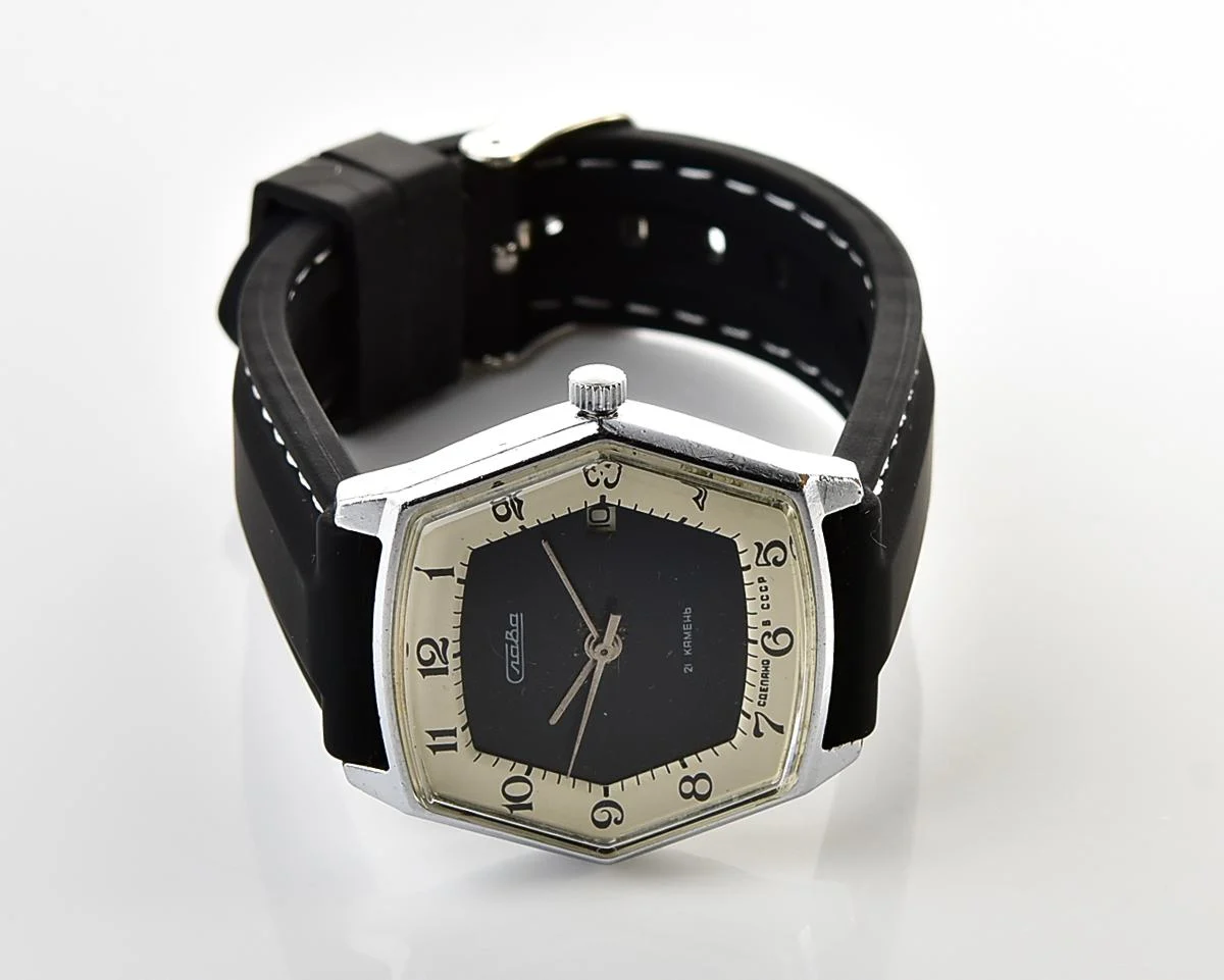 Hexagonal Slava Soviet mechanical vintage watch