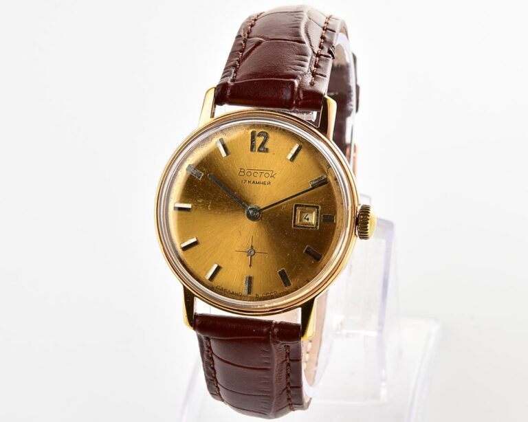 Vintage soviet Wostok mechanical gold-plated wrist watch