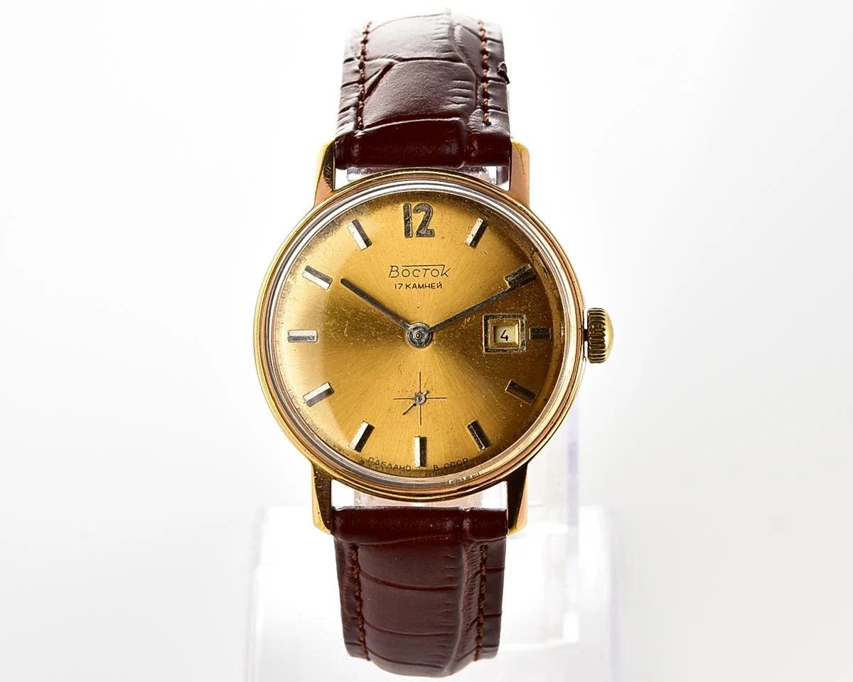 Vintage Soviet Wostok mechanical gold-plated wrist watch