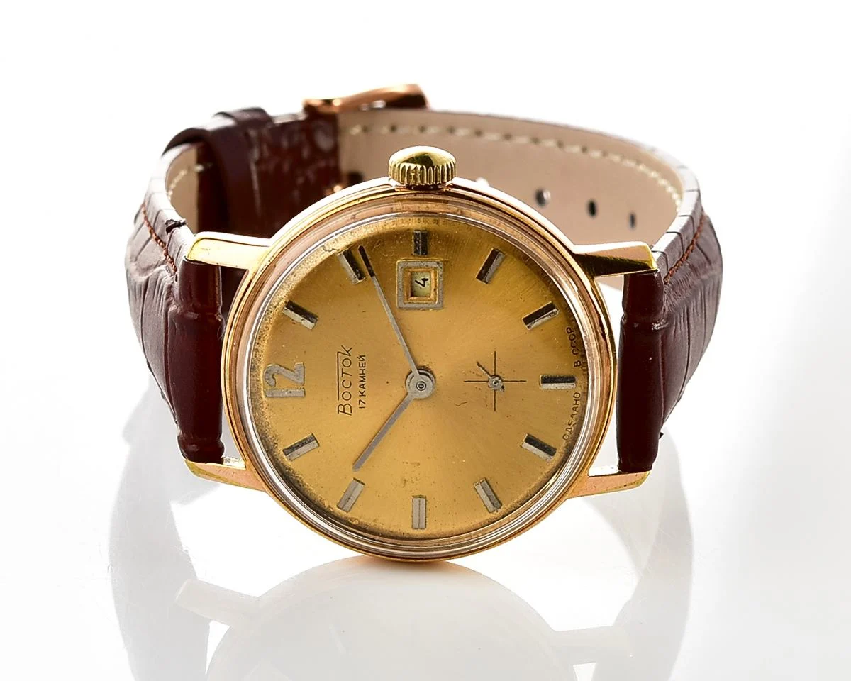 Vintage Soviet Wostok mechanical gold-plated wrist watch