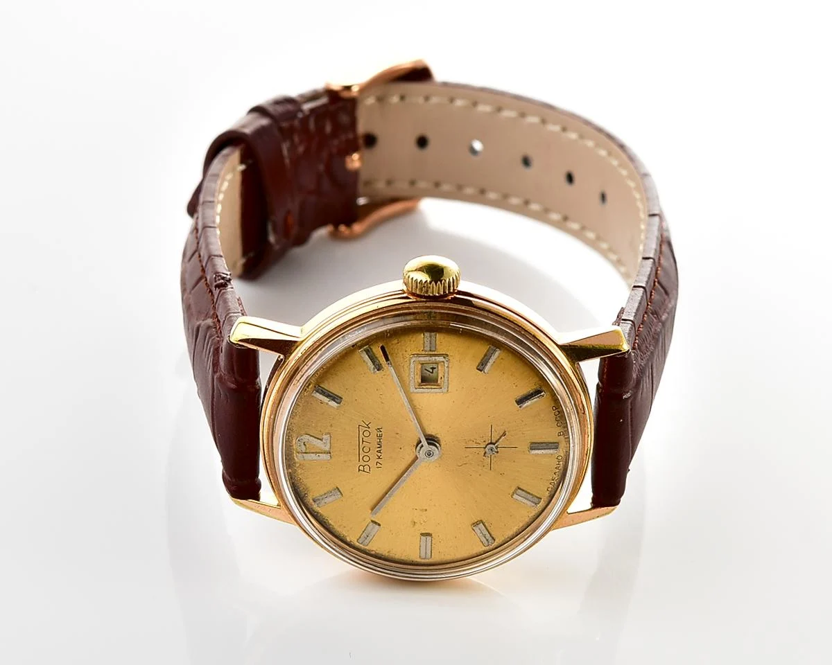 Vintage Soviet Wostok mechanical gold-plated wrist watch