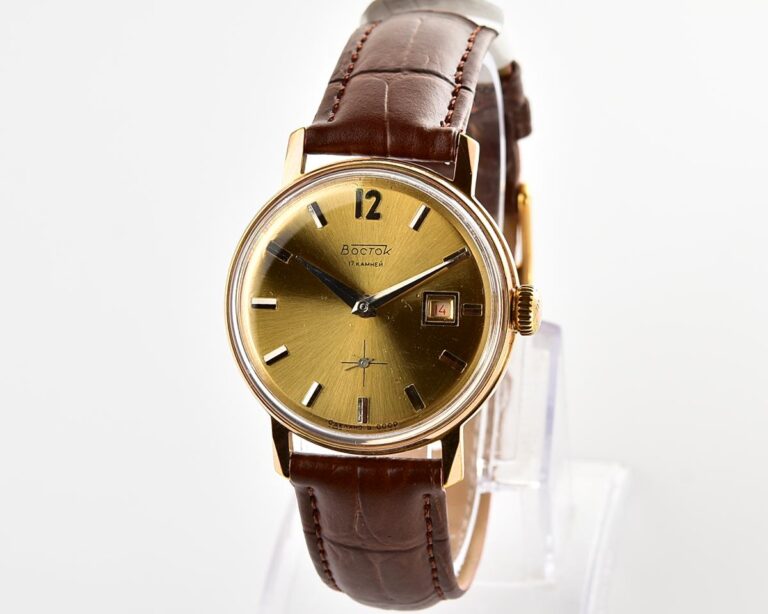 Excellent vintage soviet Wostok (Vostok) mechanical gold-plated wrist watch