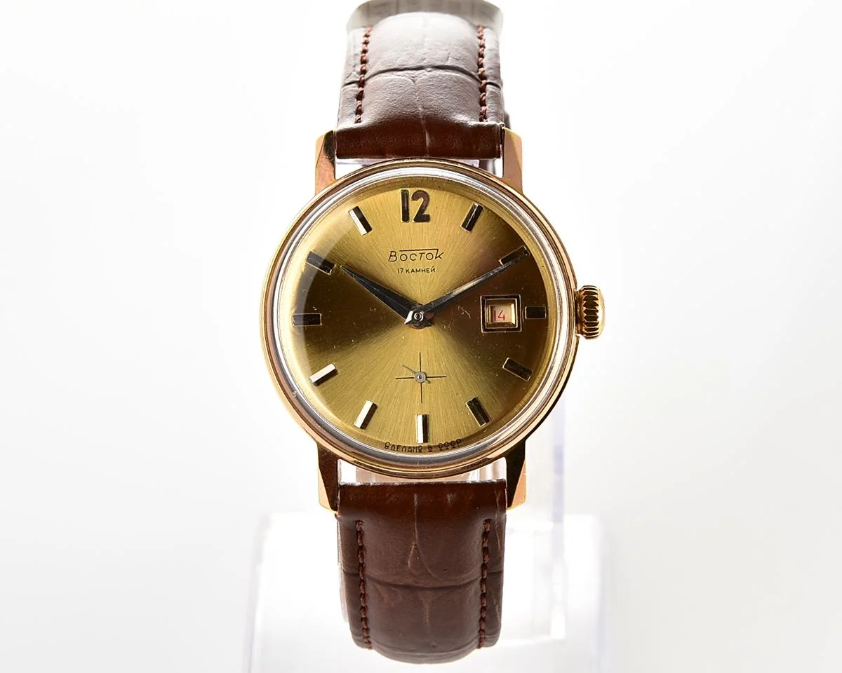 Excellent vintage Soviet Wostok (Vostok) mechanical gold-plated wrist watch