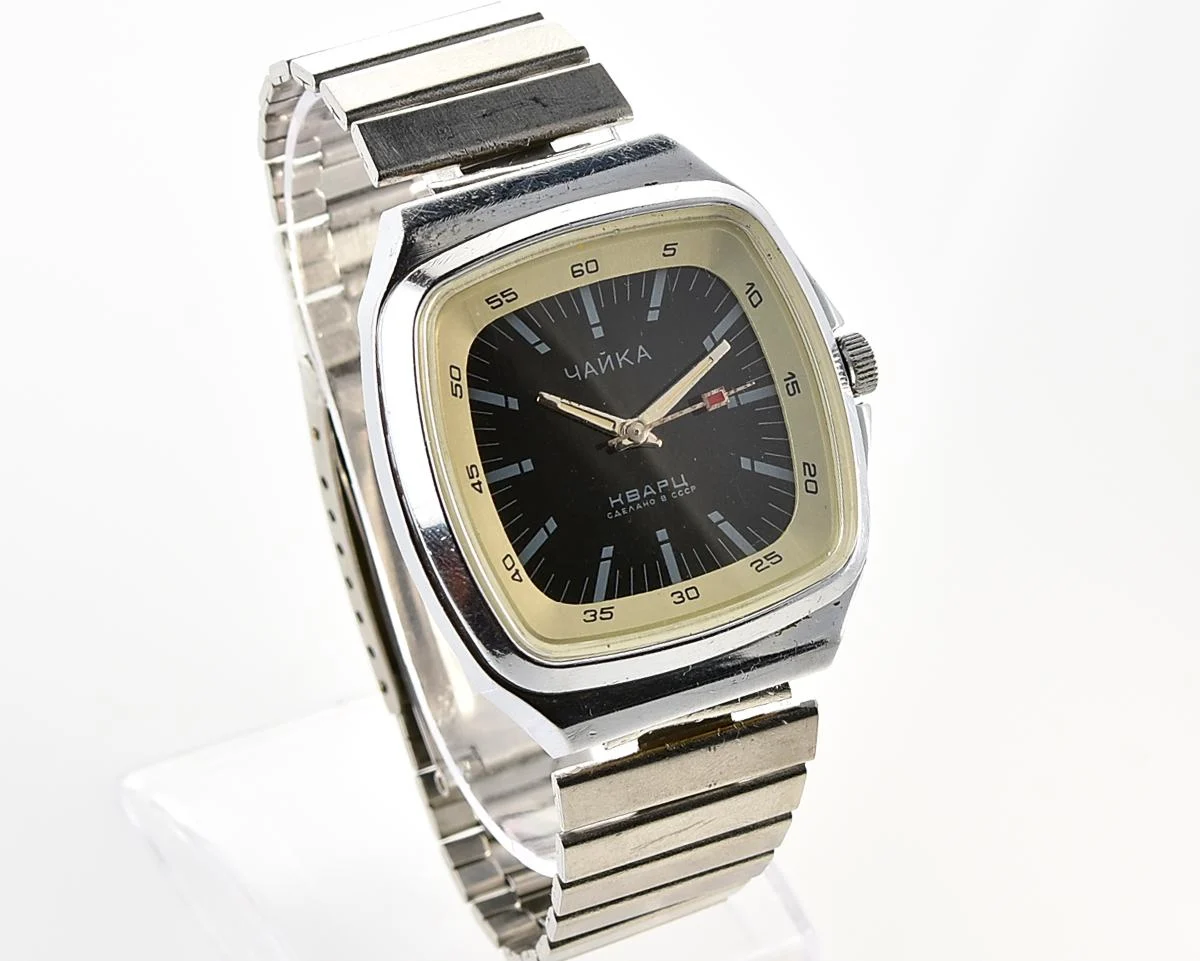 Vintage Chaika black dial Soviet quartz watch
