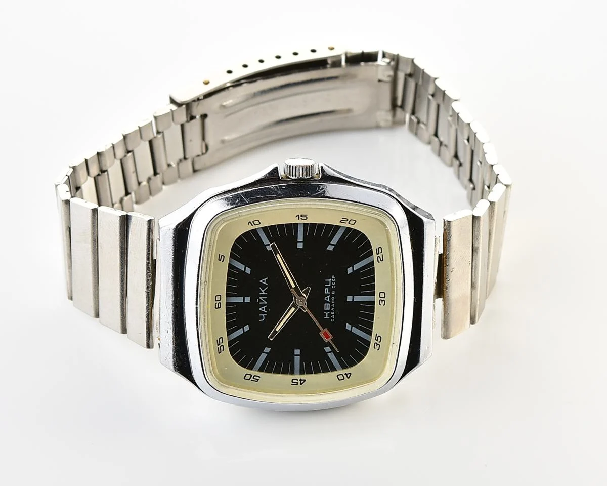 Vintage Chaika black dial Soviet quartz watch