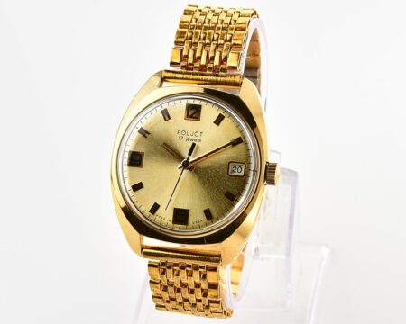 Excellent soviet POLJOT mechanical gold-plated wrist watch