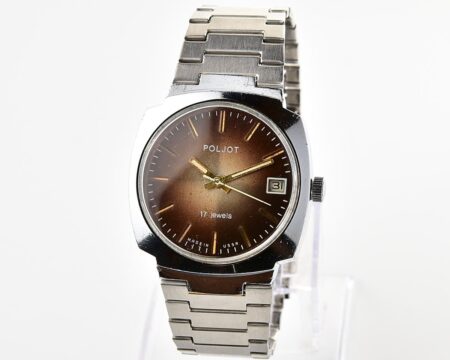 Soviet POLJOT mechanical wrist watch with steel bracelet