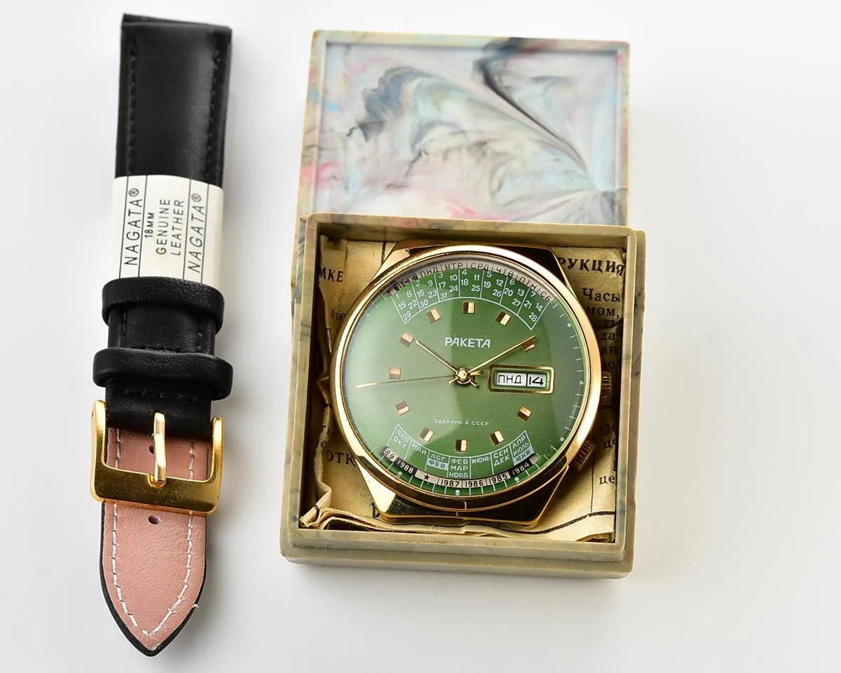 TIME CAPSULE: Vintage Soviet Raketa perpetual calendar watch - New Old Stock (NOS)!