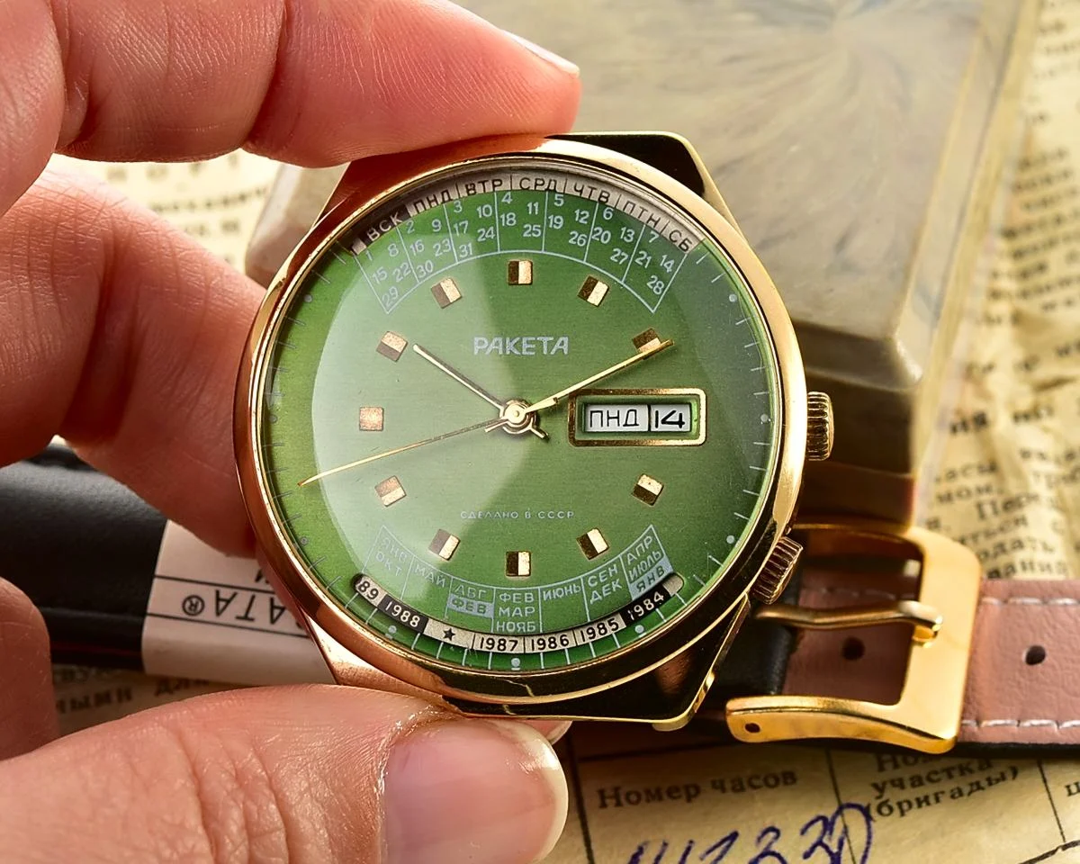 TIME CAPSULE: Vintage Soviet Raketa perpetual calendar watch - New Old Stock (NOS)!