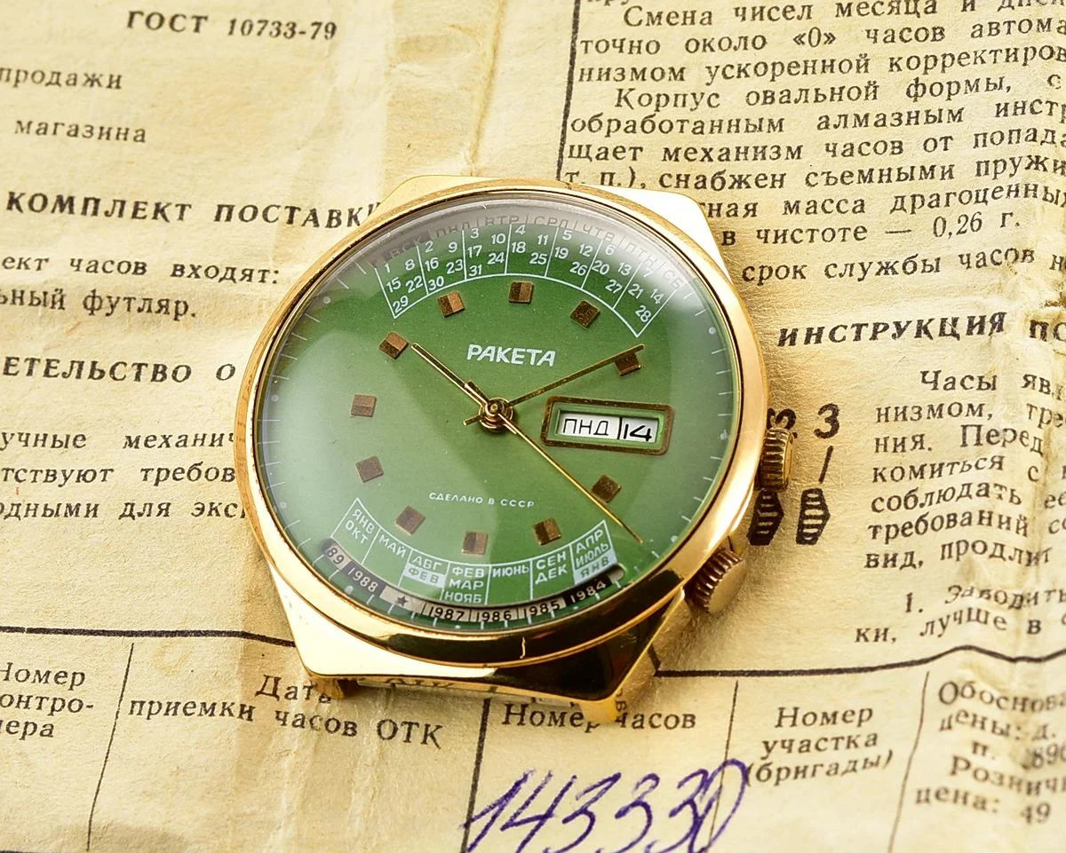 TIME CAPSULE: Vintage Soviet Raketa perpetual calendar watch - New Old Stock (NOS)!