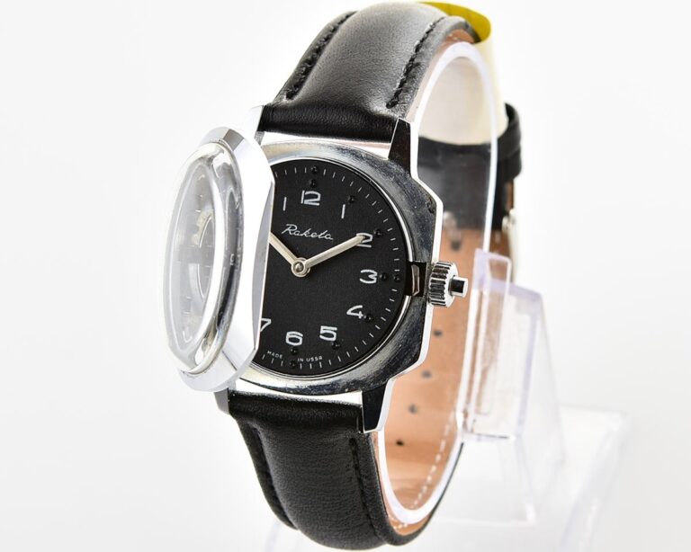 RAKETA with black Braille dial (for visually impaired)
