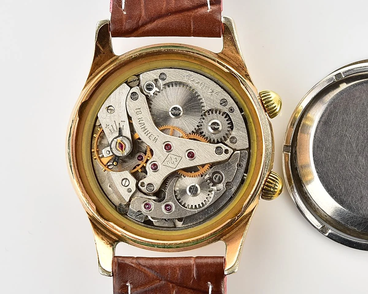 Signal gold-plated vintage mechanical watch with alarm function