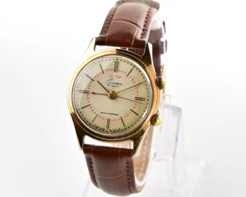 Signal gold-plated vintage mechanical watch with alarm function