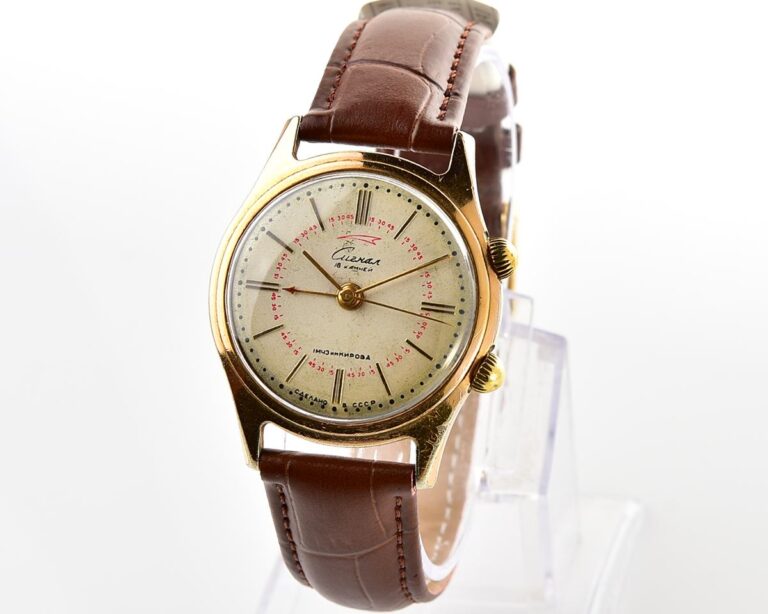 Signal gold-plated vintage mechanical watch with alarm function