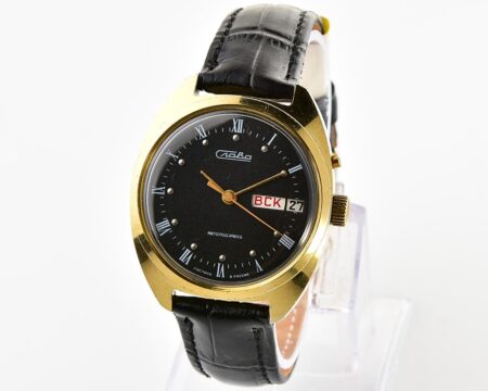Slava soviet mechanical vintage watch with automatic self-winding movement