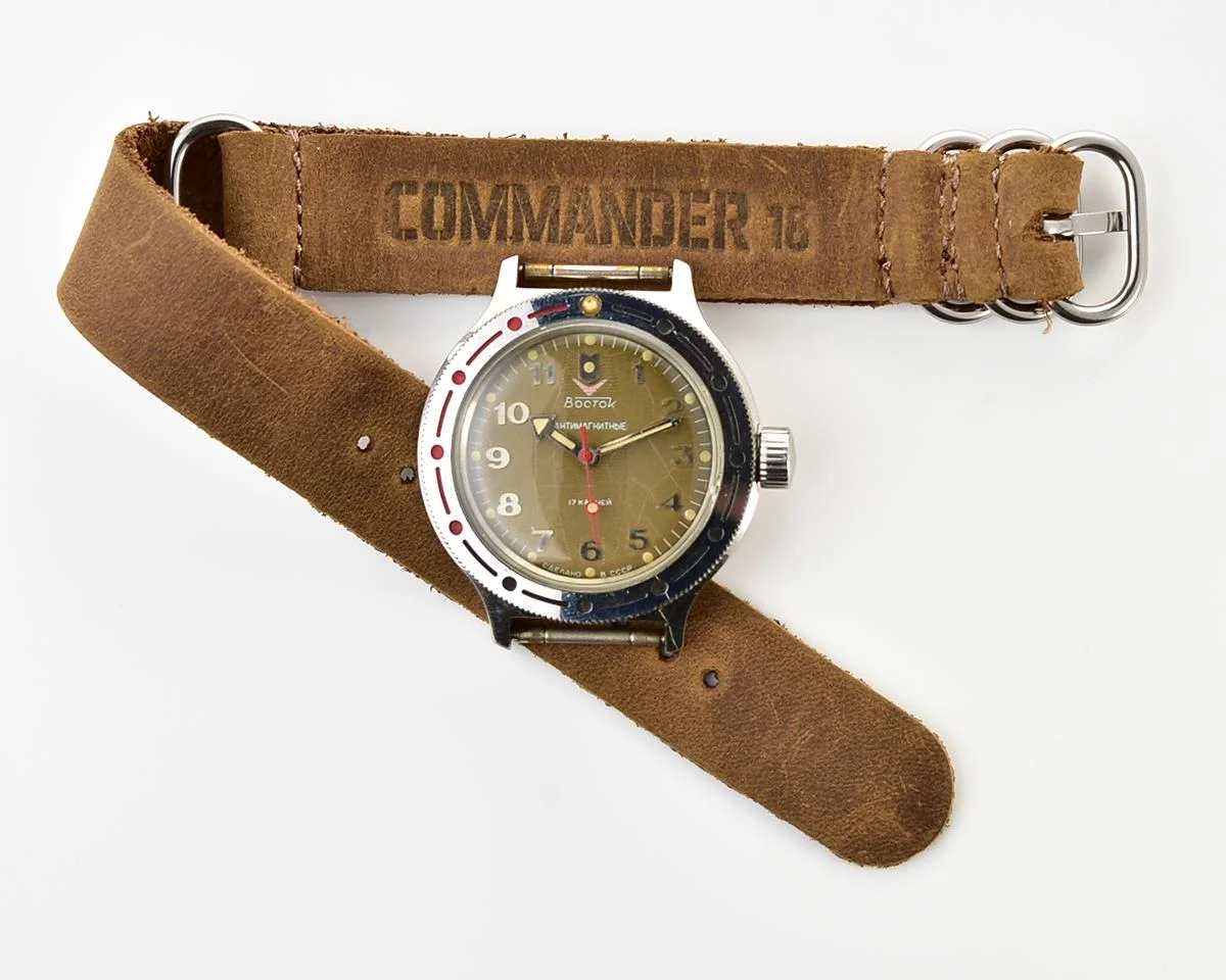 Vostok Amphibia mechanical watch + genuine leather NATO Commander strap!