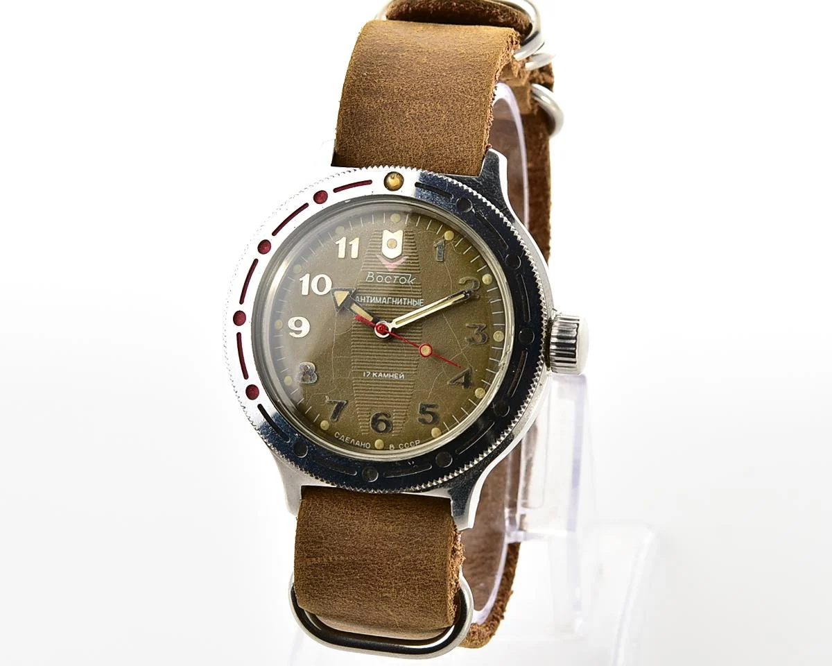 Vostok Amphibia mechanical watch + genuine leather NATO Commander strap!