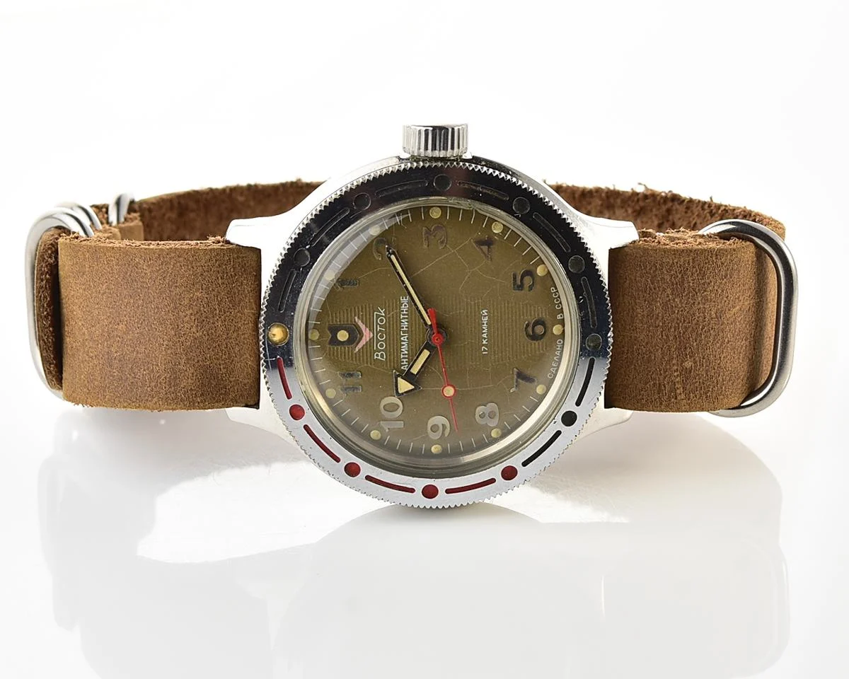 Vostok Amphibia mechanical watch + genuine leather NATO Commander strap!