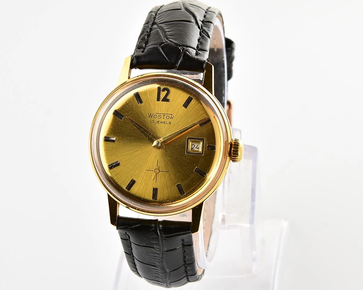 Excellent vintage Soviet Wostok (Vostok) mechanical gold-plated wrist watch