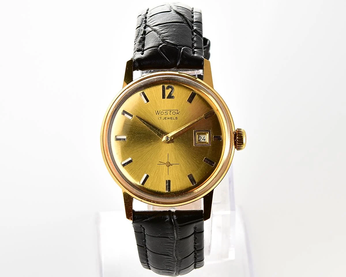 Excellent vintage Soviet Wostok (Vostok) mechanical gold-plated wrist watch