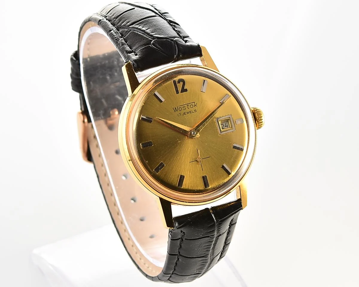 Excellent vintage Soviet Wostok (Vostok) mechanical gold-plated wrist watch
