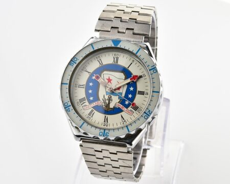 Soviet SLAVA quartz wristwatch, USA / USSR Malta summit edition!