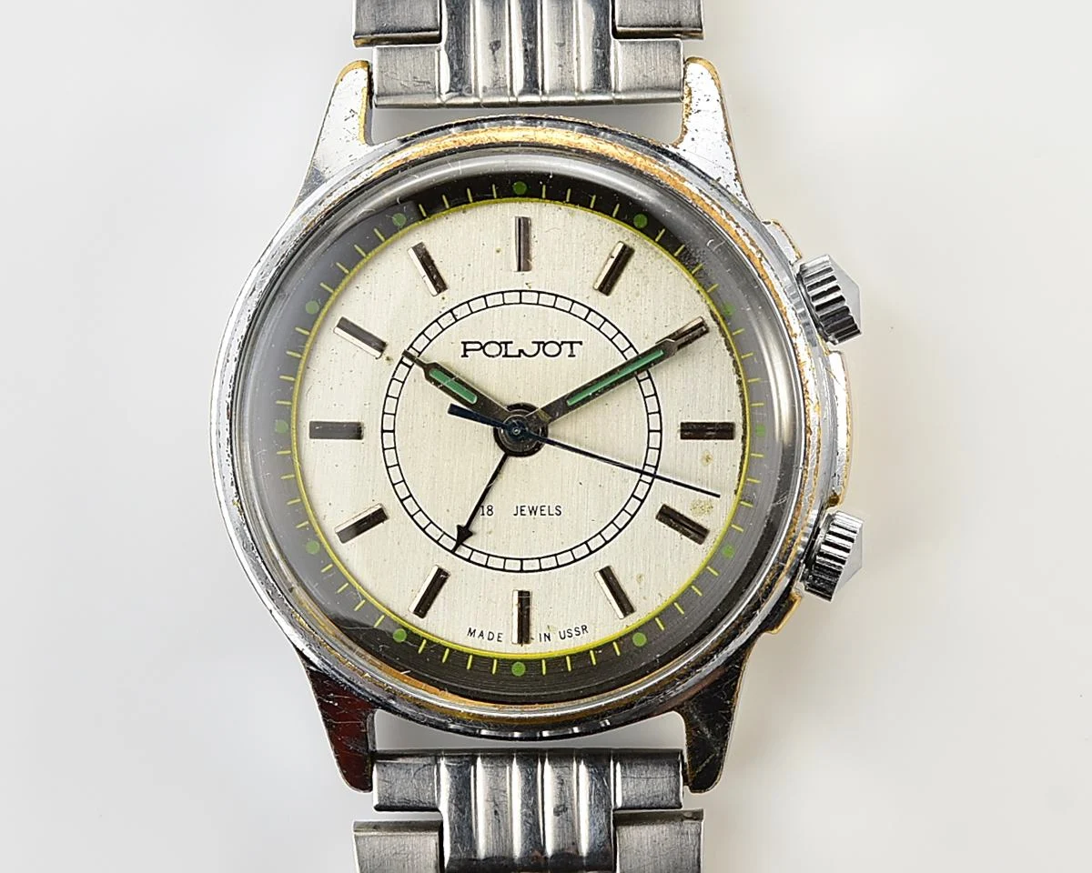 Soviet Poljot-cricket mechanical watch with alarm clock function
