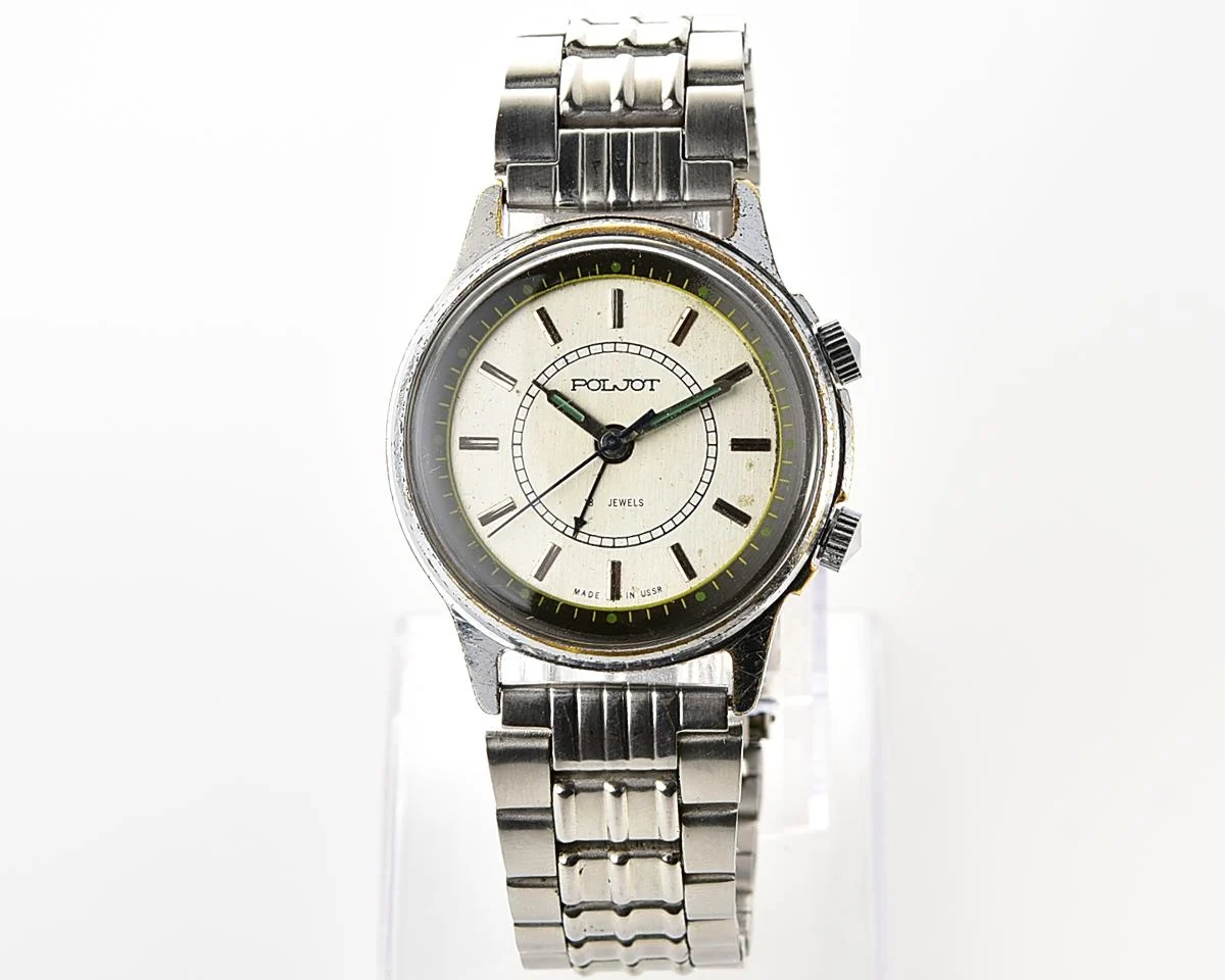 Soviet Poljot-cricket mechanical watch with alarm clock function