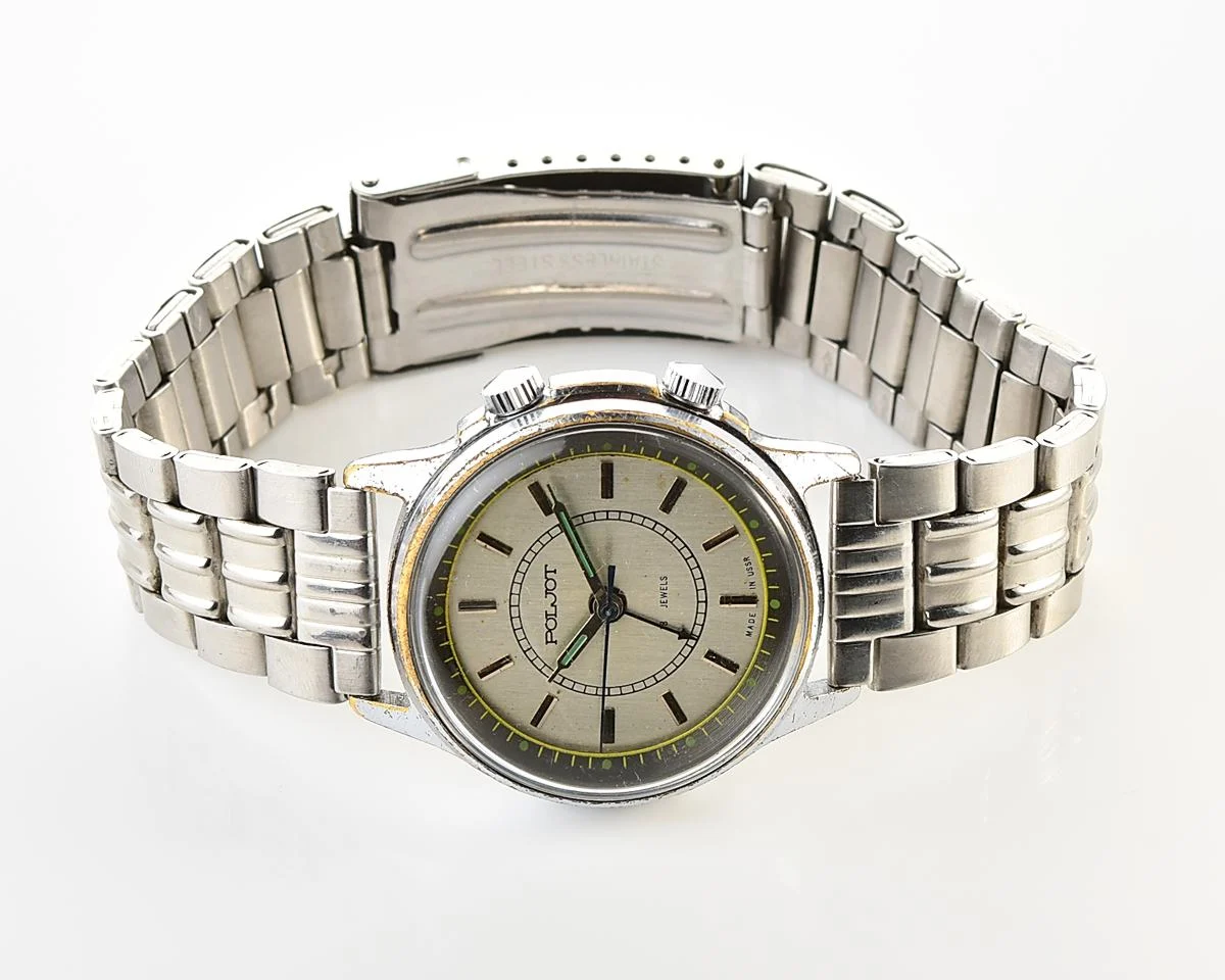 Soviet Poljot-cricket mechanical watch with alarm clock function