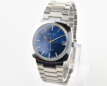 Soviet POLJOT mechanical wrist watch with steel bracelet