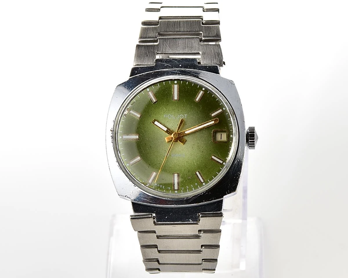 Soviet Poljot mechanical wrist watch with steel bracelet