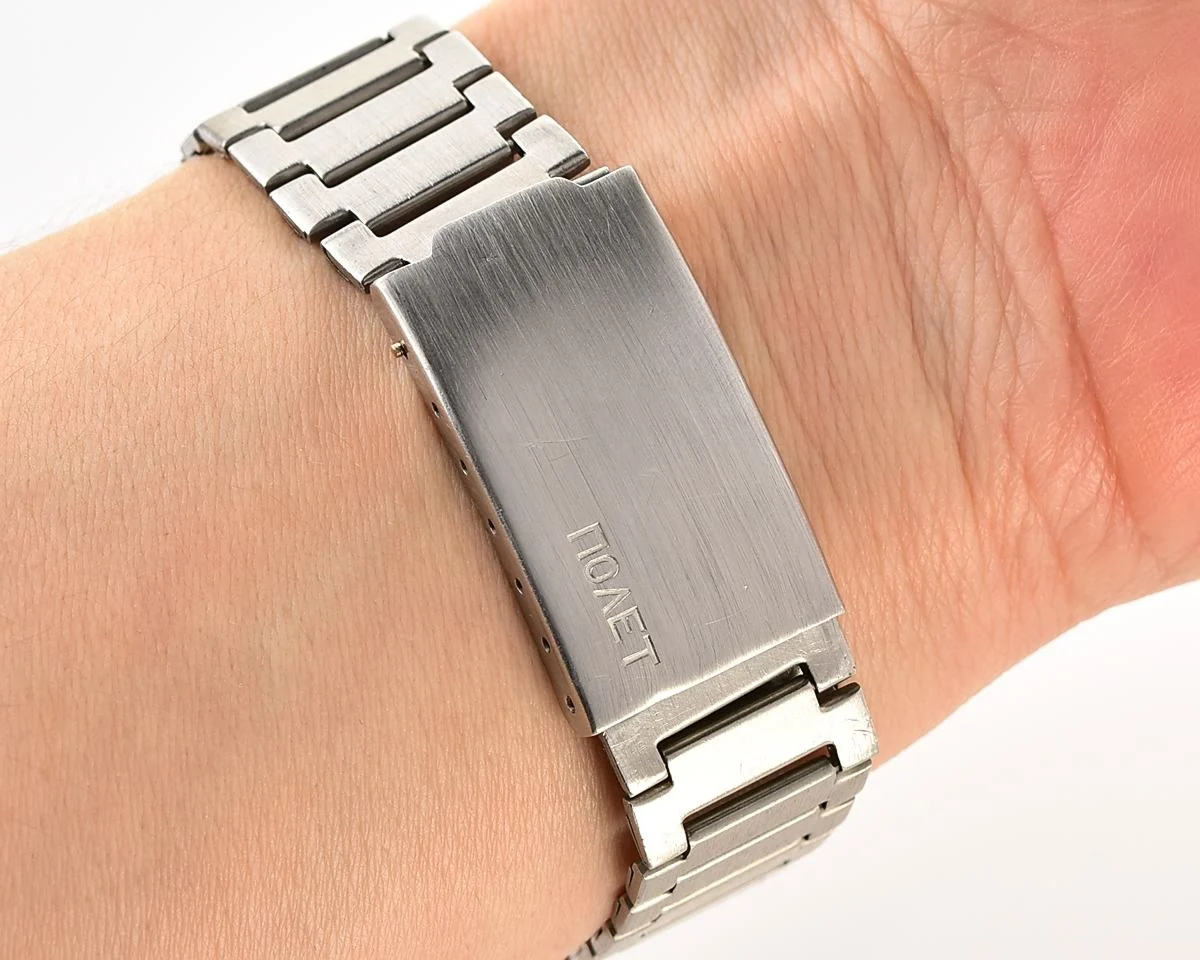 Soviet Poljot mechanical wrist watch with steel bracelet