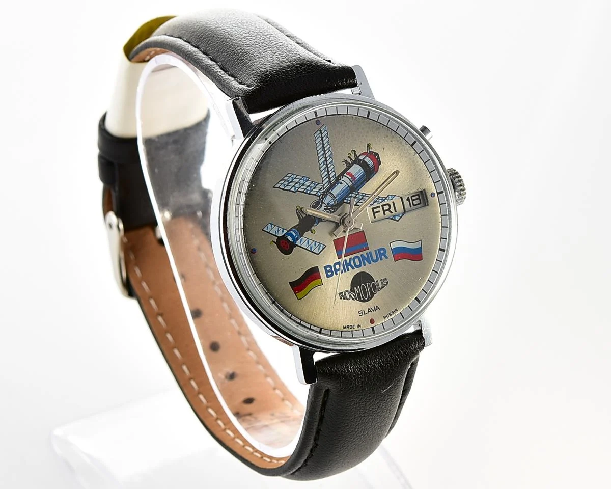 Excellent Slava Baikonur mechanical watch with Mir space station