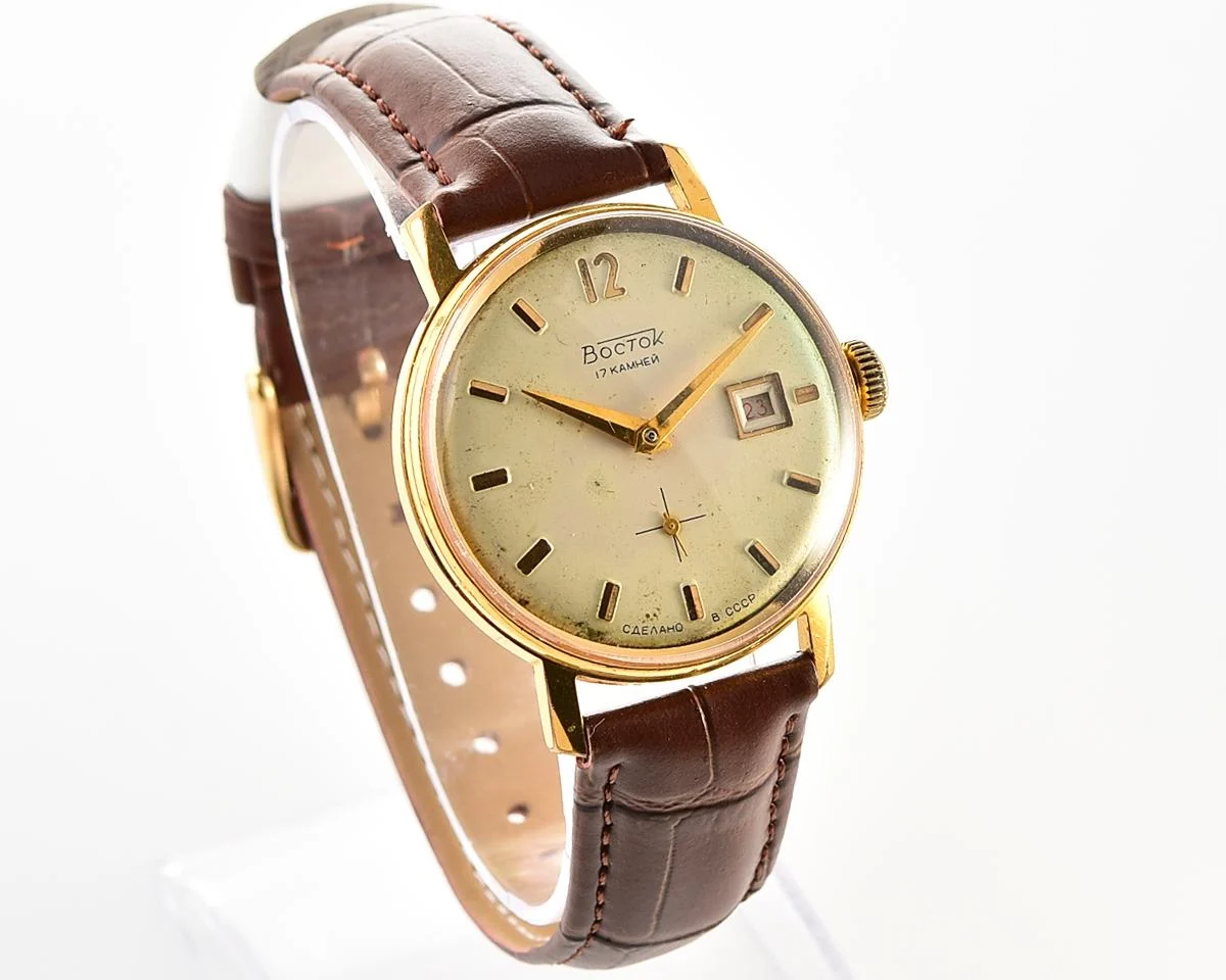 Vintage Soviet Wostok (Vostok) mechanical gold-plated wrist watch