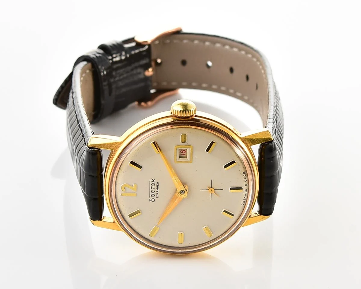Excellent vintage Soviet Wostok (Vostok) mechanical gold-plated wristwatch