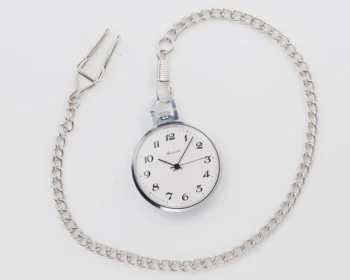 Mechanical Raketa Soviet pocket (or pendant) watch with Arabic numerals