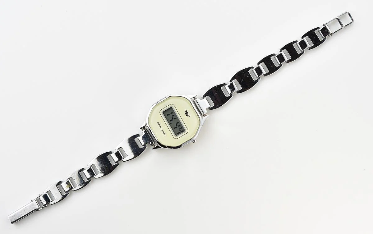 Digital vintage USSR wristwatch Electronika with stainless steel bracelet for ladies