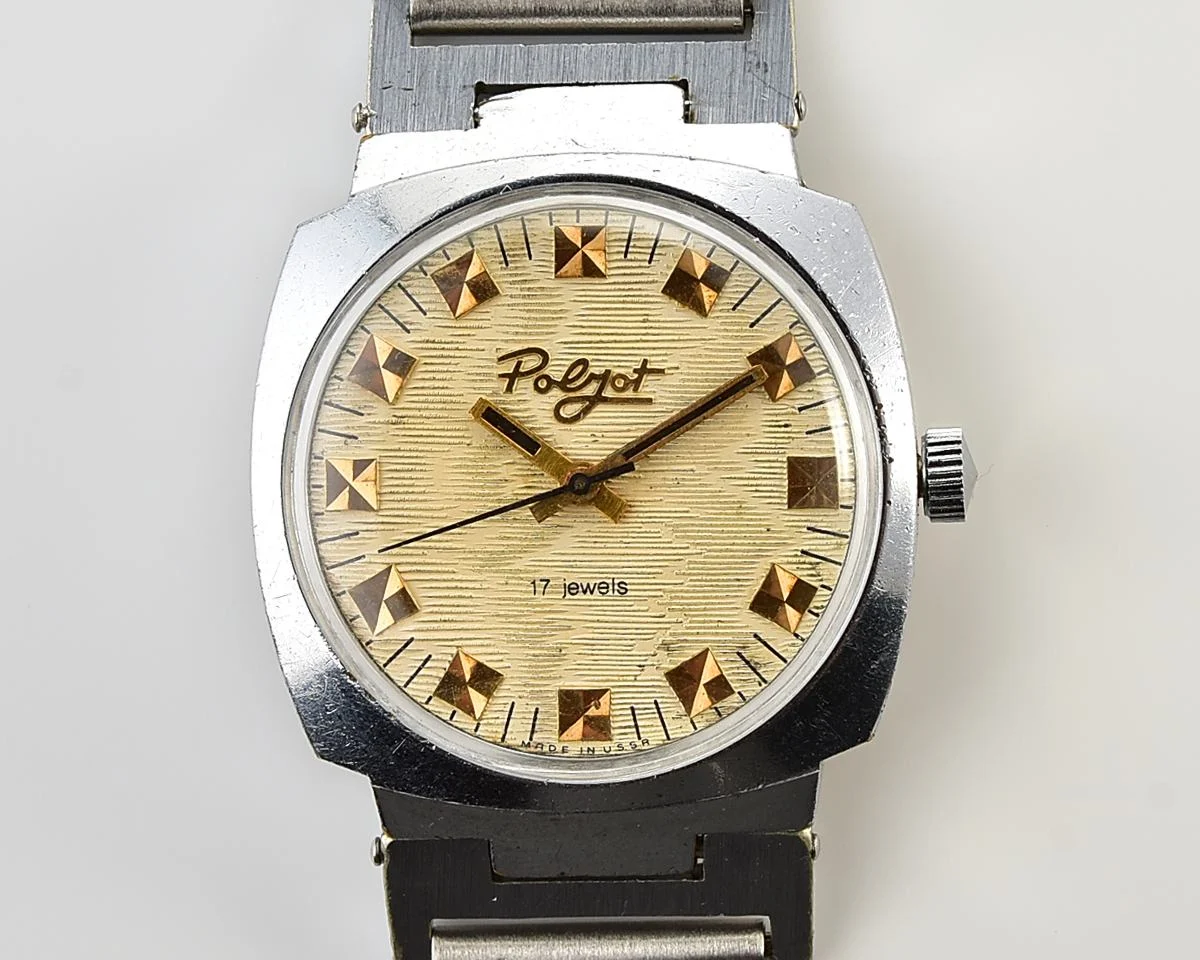 Soviet Poljot vintage mechanical wristwatch with beautiful textured dial