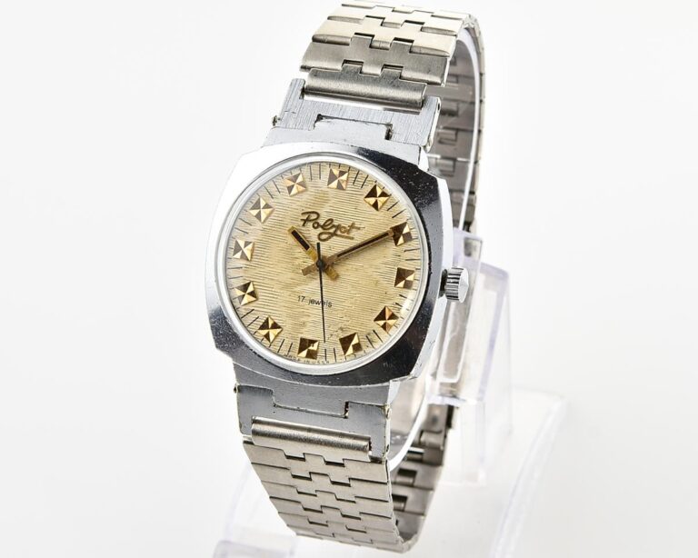 Soviet POLJOT vintage mechanical wristwatch with beautiful textured dial