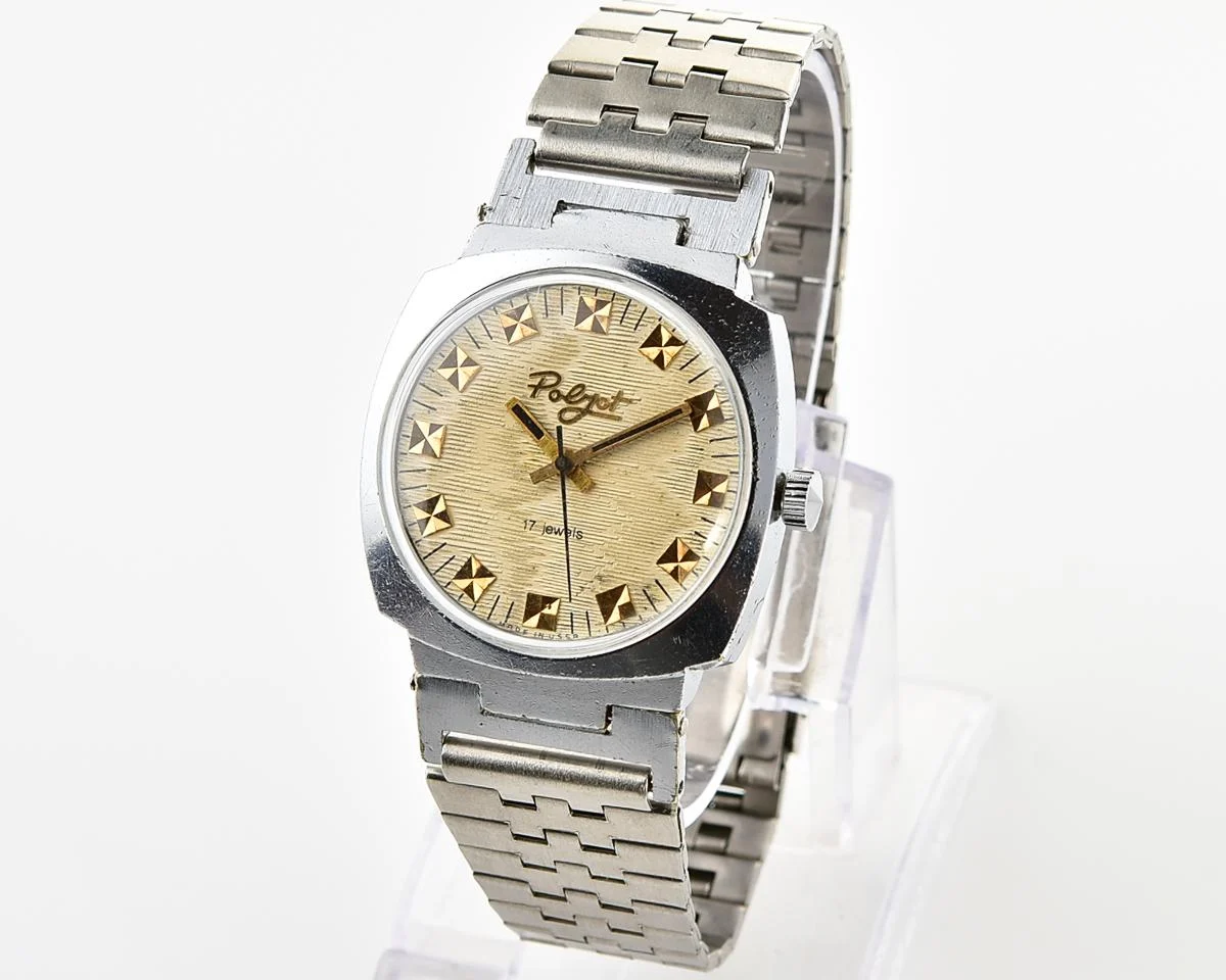 Soviet Poljot vintage mechanical wristwatch with beautiful textured dial