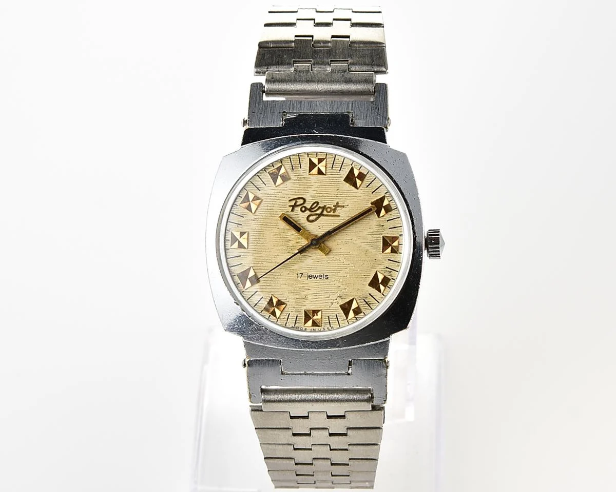 Soviet Poljot vintage mechanical wristwatch with beautiful textured dial