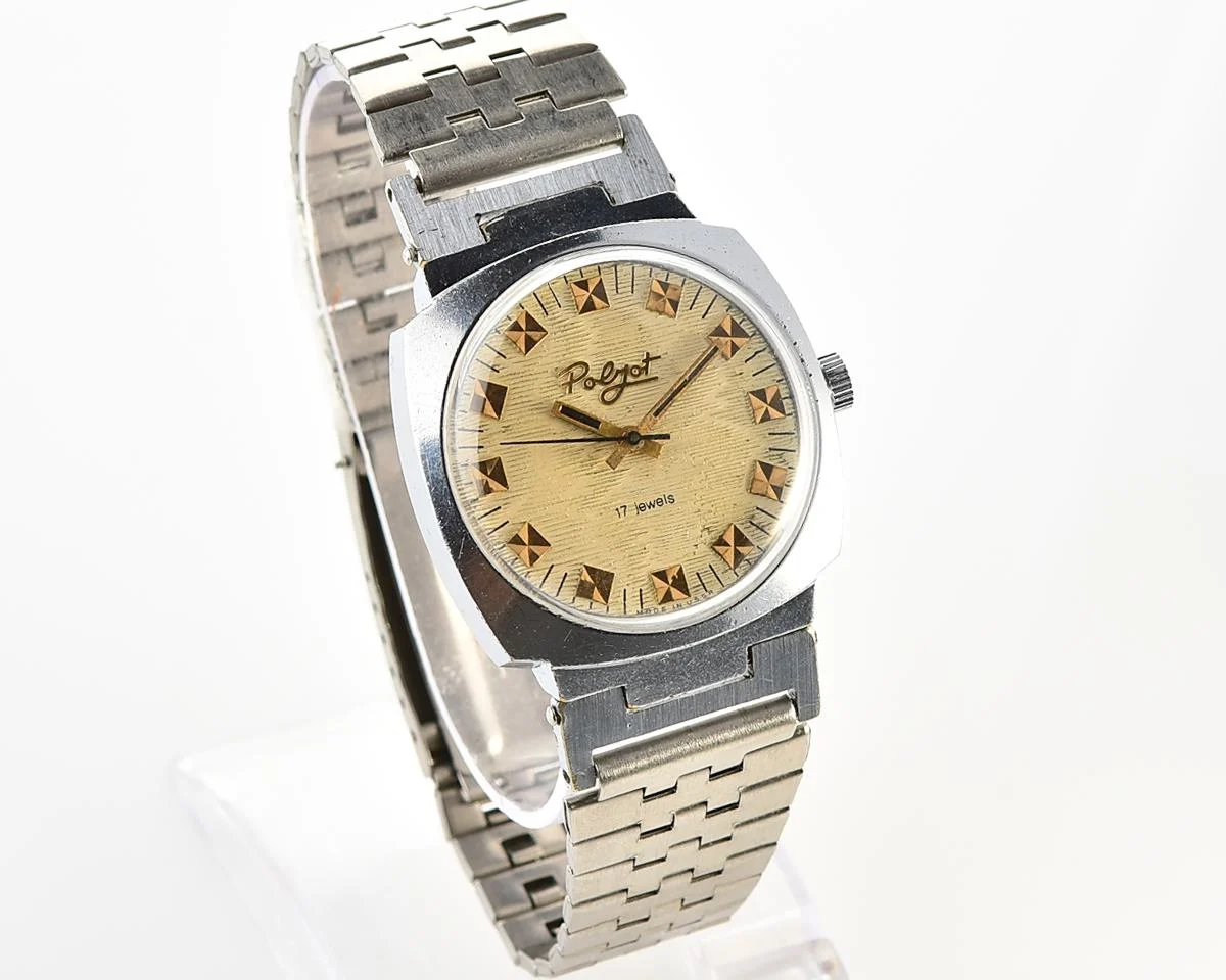 Soviet Poljot vintage mechanical wristwatch with beautiful textured dial